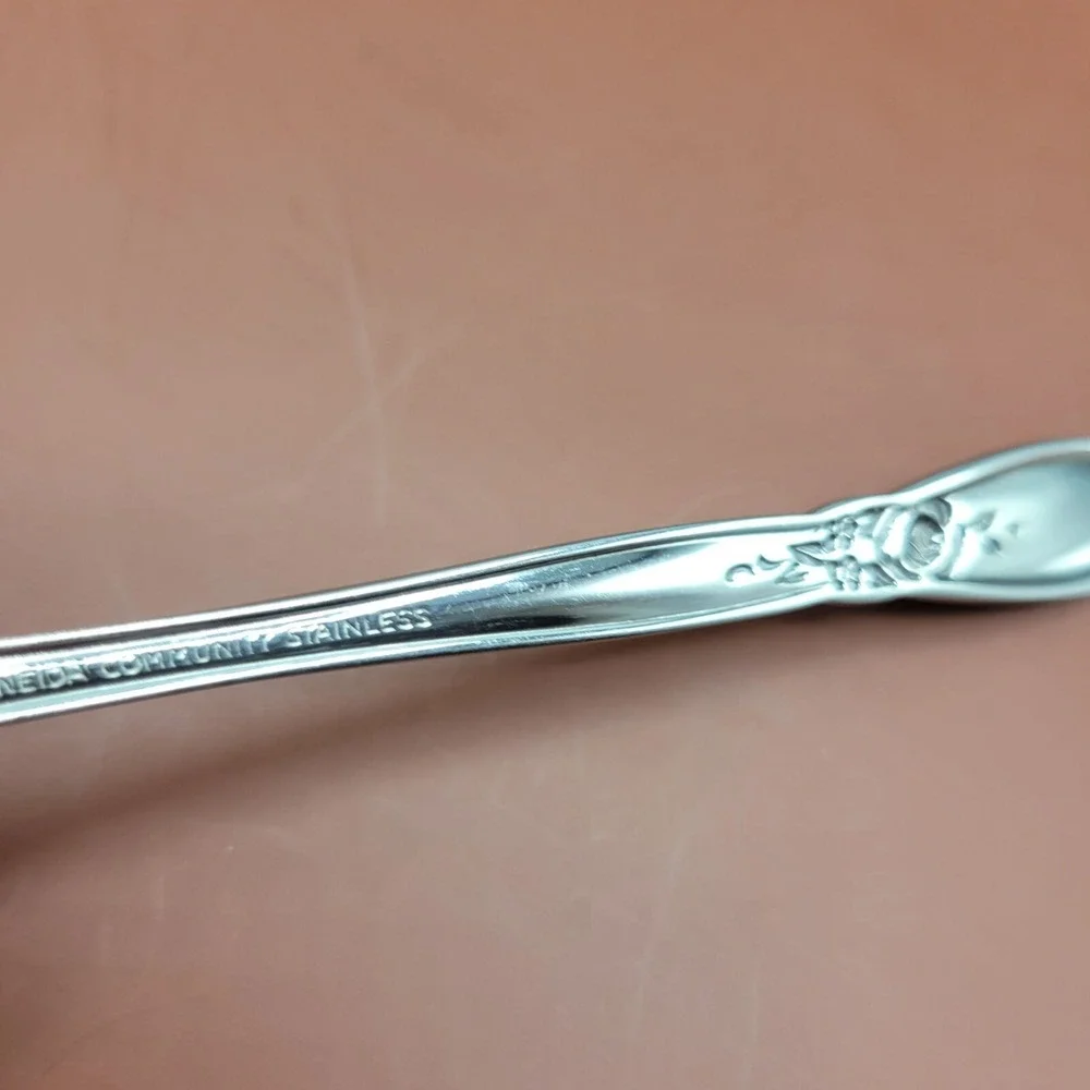 2 Oneida Community Stainless Oval Soup Spoon Spring Rose Betty Crocker 6 3/4 in